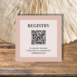 Carte D'accompagnement Code QR du registre de mariage Rose Poussiéreux