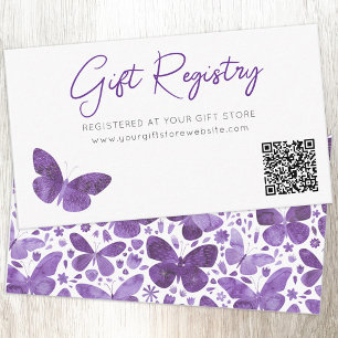 Carte D'accompagnement Code QR du registre des cadeaux papillon
