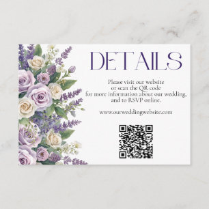 Carte D'accompagnement Code QR du site Web de mariage aux élégantes roses