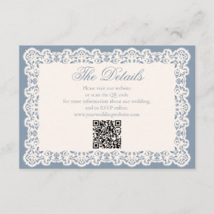 Carte D'accompagnement Code QR du site Web de mariage bleu poussiéreux en