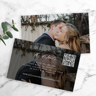 Carte D'accompagnement Code QR du site Web de mariage détails photo minim