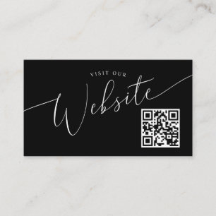 Carte D'accompagnement Code QR du site Web de Mariage minimal noir