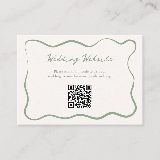 Carte D'accompagnement Code QR du site web mariage (Devant)