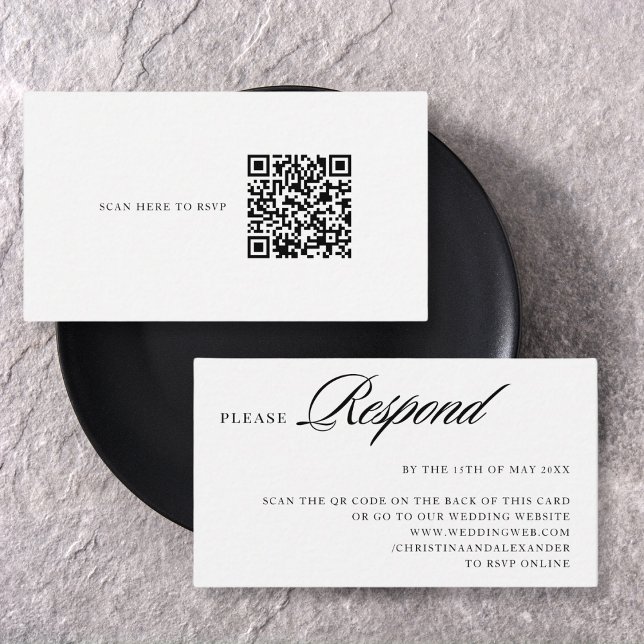 Carte D'accompagnement Code QR élégant et sophistiqué RSVP (Créateur téléchargé)