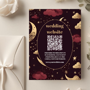 Carte D'accompagnement code QR Élégant Mariage Bourguignon Céleste
