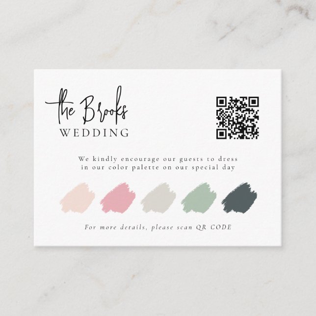 Carte D'accompagnement Code QR élégant Mariage Code vestimentaire d'entré (Devant)