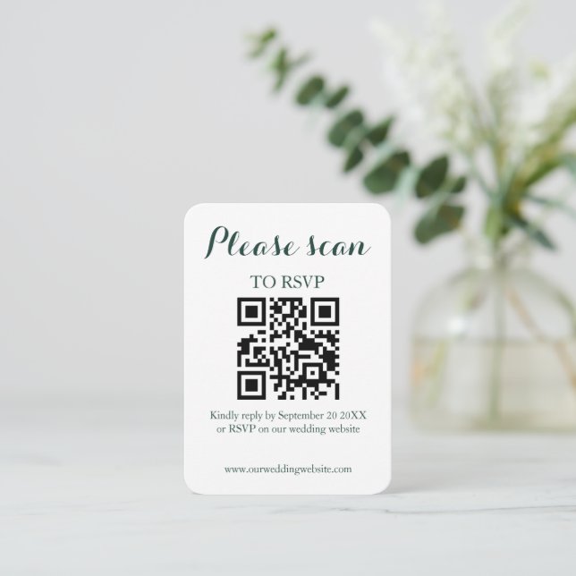 Carte D'accompagnement Code QR élégant moderne et Mariage RSVP (Debout devant)