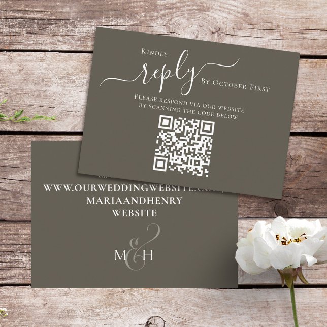 Carte D'accompagnement Code QR élégant RSVP Online Calligraphy Script (Créateur téléchargé)