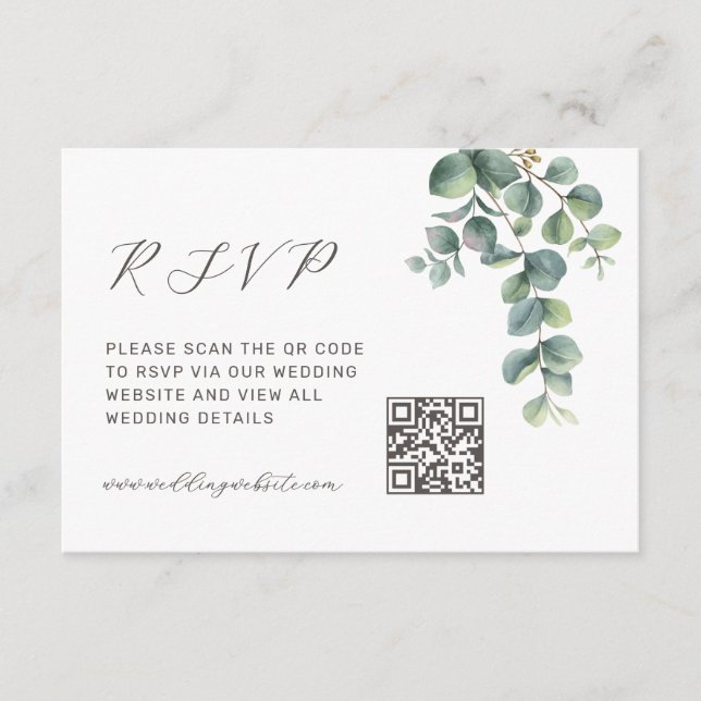 Carte D'accompagnement Code QR | Feuille d'eucalyptus (Devant)