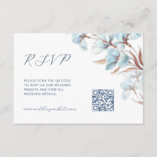 Carte D'accompagnement Code QR Floral Turquoise