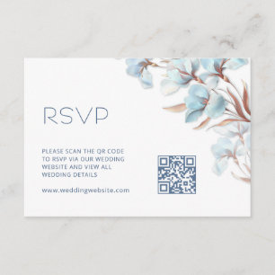 Carte D'accompagnement Code QR Floral Turquoise