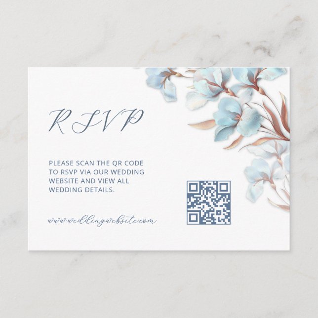 Carte D'accompagnement Code QR |  Floral Turquoise (Devant)