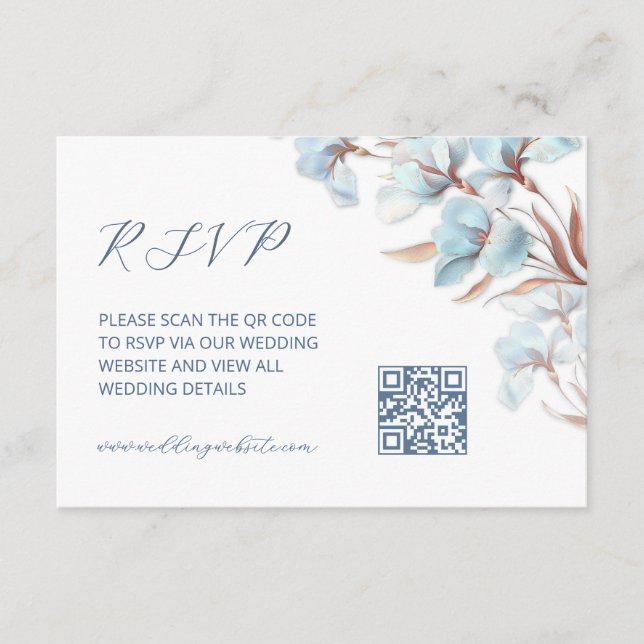 Carte D'accompagnement Code QR |  Floral Turquoise (Devant)