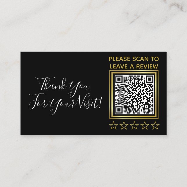Carte D'accompagnement Code QR Gold personnalisé Business Google Review (Devant)