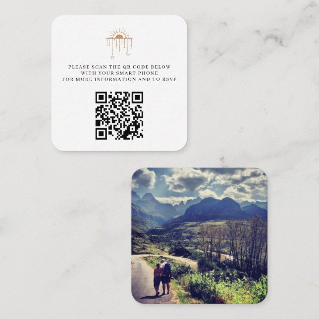 Carte D'accompagnement Code QR Mariage céleste Dainty (Devant / Derrière)