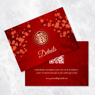 Carte D'accompagnement Code QR   Mariage chinois en fleurs de cerisiers r