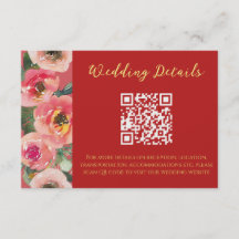 Code QR mariage chinois moderne rose floral fronti