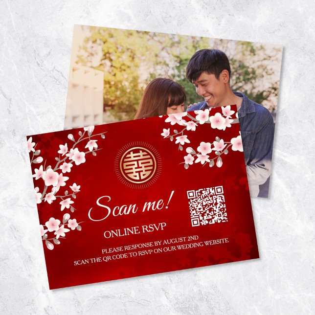 Carte D'accompagnement Code QR Mariage chinois RSVP en ligne (Créateur téléchargé)