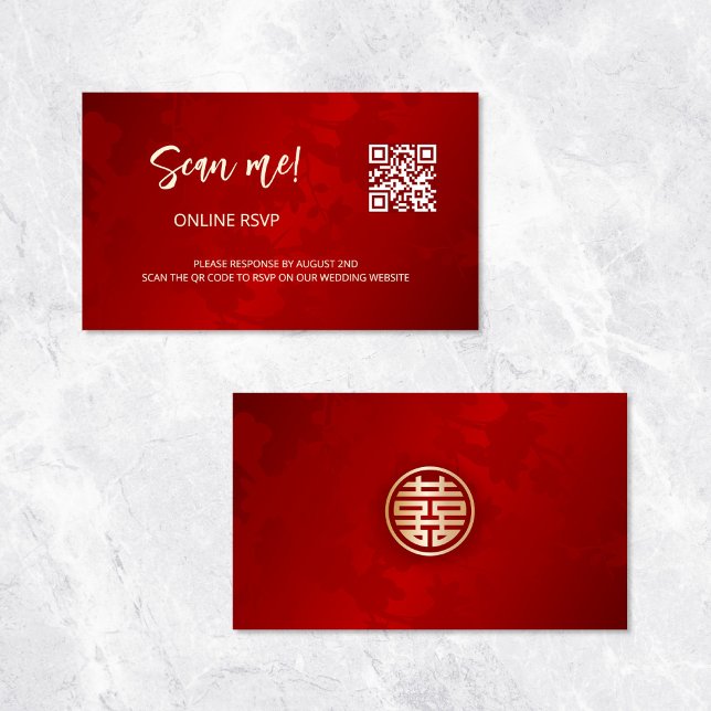 Carte D'accompagnement Code QR Mariage chinois RSVP en ligne (Créateur téléchargé)