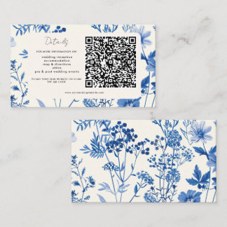 Carte D'accompagnement Code QR Mariage de Fleur sauvage bleu rustique