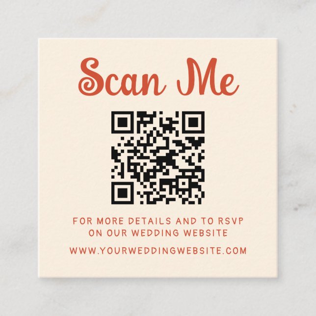Carte D'accompagnement Code QR Mariage manuscrit irrégulier RSVP (Devant)