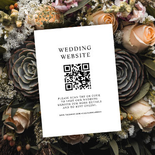 Carte D'accompagnement Code QR Mariage noir et blanc simple