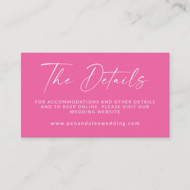 Carte D'accompagnement Code QR minimal Mariage de script moderne rose cha (Devant)