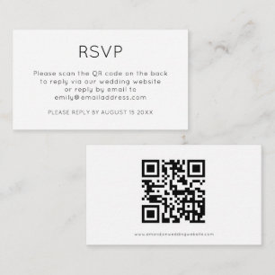 Carte D'accompagnement Code QR minimaliste Noir Blanc Mariage RSVP