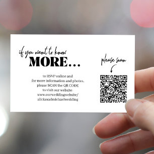 Carte D'accompagnement Code QR moderne détails site rsvp en ligne mariage