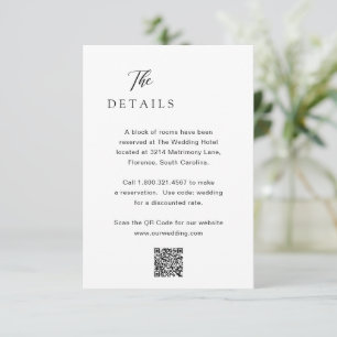 Carte D'accompagnement Code QR noir et blanc classique Mariage élégant