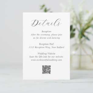 Carte D'accompagnement Code QR noir et blanc intemporel Mariage élégant