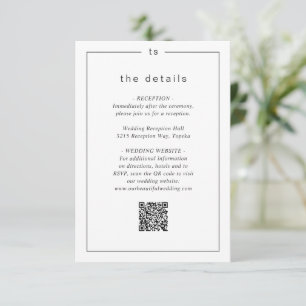 Carte D'accompagnement Code QR noir et blanc intemporel Mariage moderne