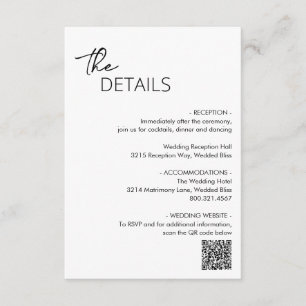 Carte D'accompagnement Code QR noir et blanc minimal Mariage moderne