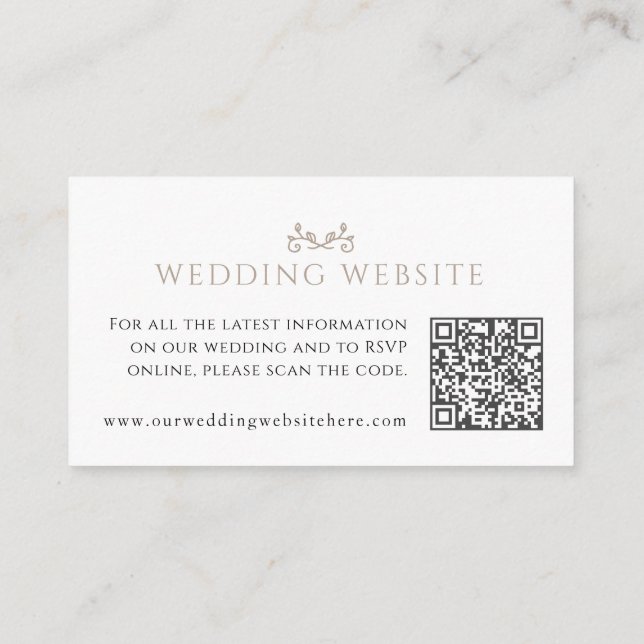Carte D'accompagnement Code QR pour le site web du mariage monogramme de  (Dos)
