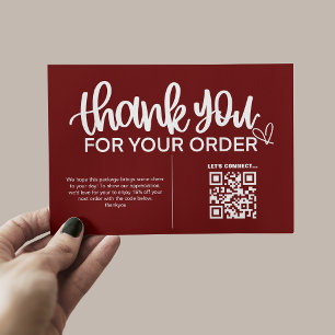 Carte D'accompagnement Code QR Remerciements pour votre emballage d'achat