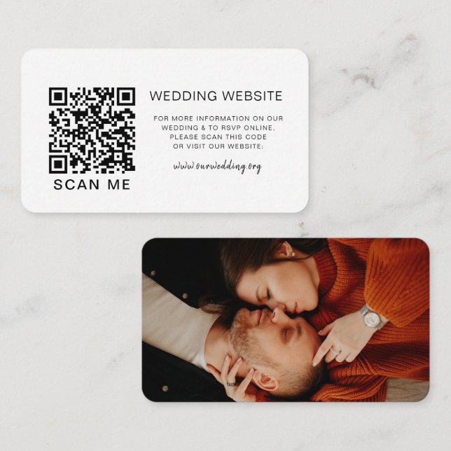 Carte D'accompagnement Code QR répondre site web de mariage photo (Devant / Derrière)