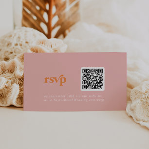 Carte D'accompagnement Code QR rétro Summer Rose et Orange RSVP