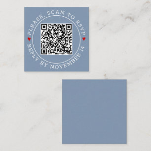 Carte D'accompagnement Code QR RSVP avec les coeurs de bordure mariage bl