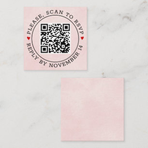 Carte D'accompagnement Code QR RSVP bordure colorée mariage rose pâle