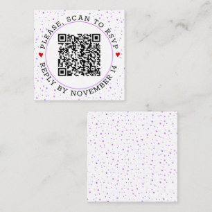 Carte D'accompagnement Code QR RSVP bordure violette et confetti