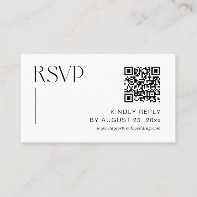 Carte D'accompagnement Code Qr RSVP de mariage classique de l'ancien arge (Devant)