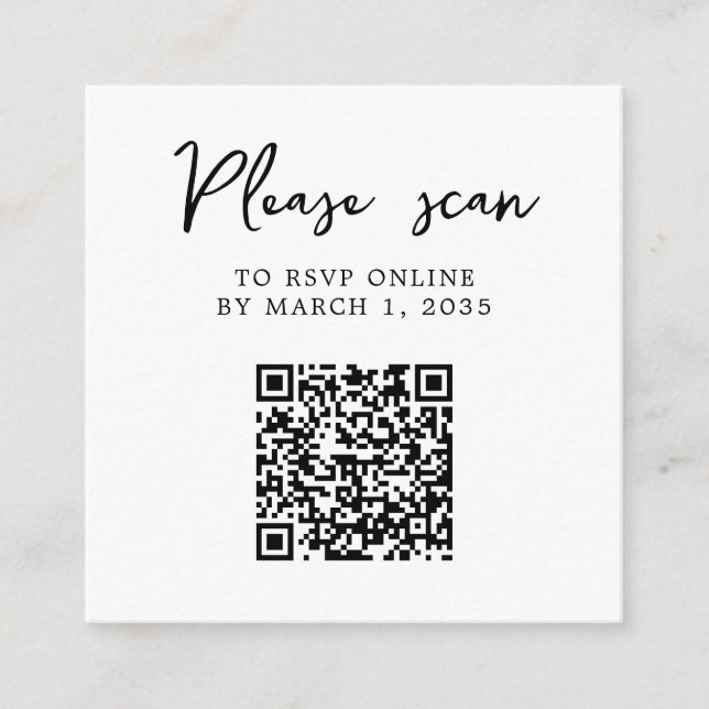 Carte D'accompagnement Code QR RSVP Élégant Classique (Devant)