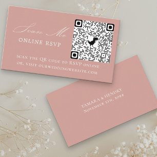 Carte D'accompagnement Code QR RSVP en ligne Site Web de Mariage Rose Gol