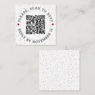 Carte D'accompagnement Code QR RSVP frontière grise et confetti argenté