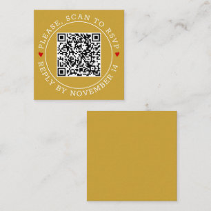 Carte D'accompagnement Code QR RSVP frontière or moderne mariage