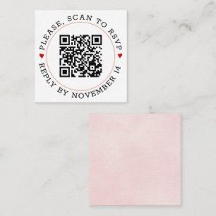 Carte D'accompagnement Code QR RSVP frontière rose clair et mariage de co