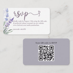 Carte D'accompagnement Code QR RSVP Mariage Élégant Lavande