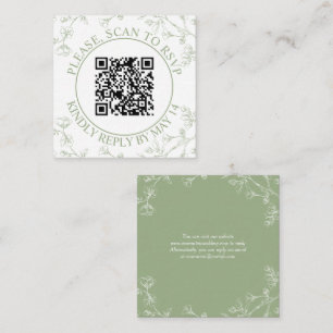 Carte D'accompagnement Code QR RSVP, mariage fleuri vert sauge