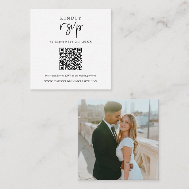 Carte D'accompagnement Code QR RSVP Mariage moderne Insertion (Devant / Derrière)