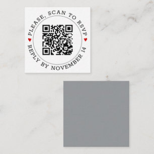 Carte D'accompagnement Code QR RSVP moderne gris des coeurs frontière mar